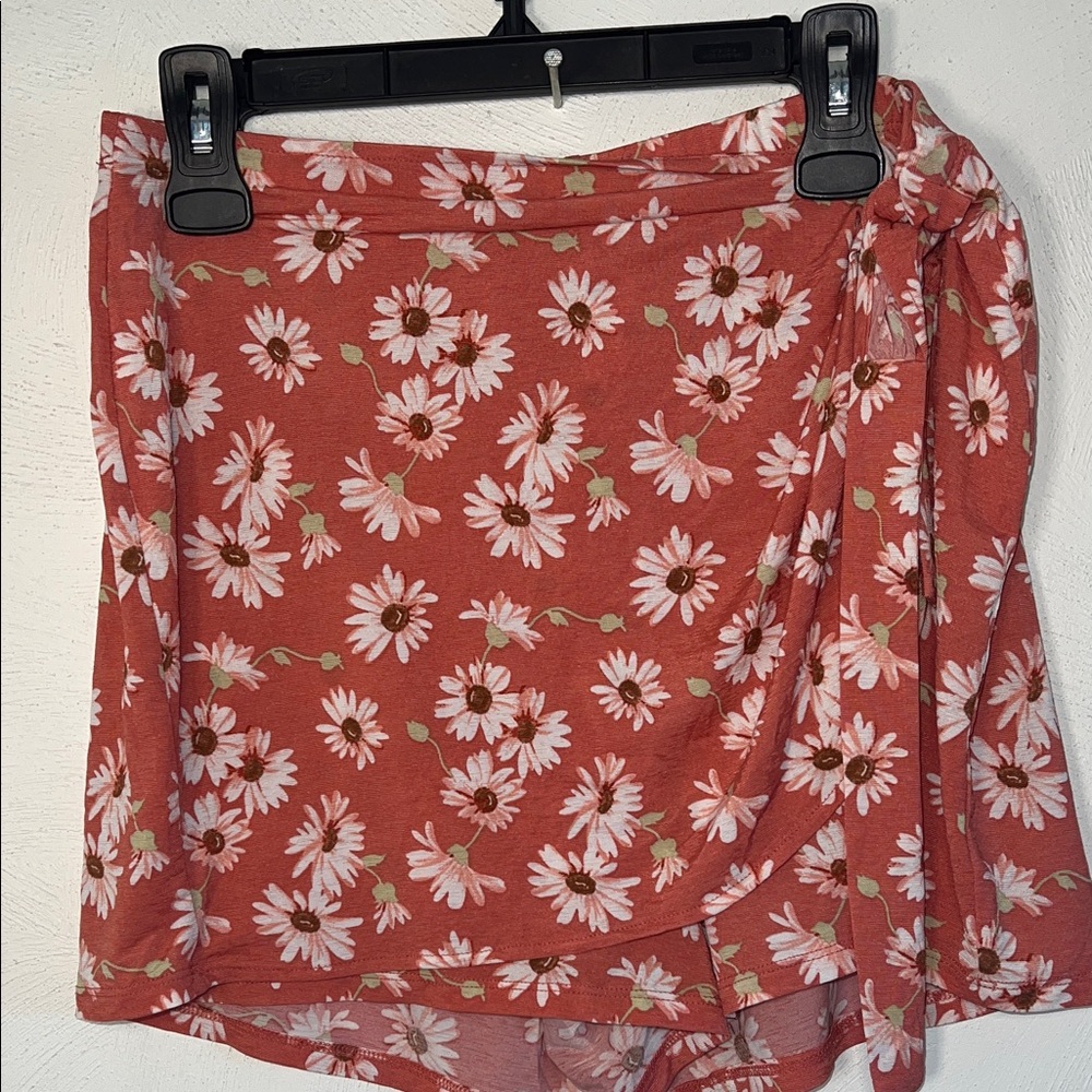 Floral Red Wrap Skort